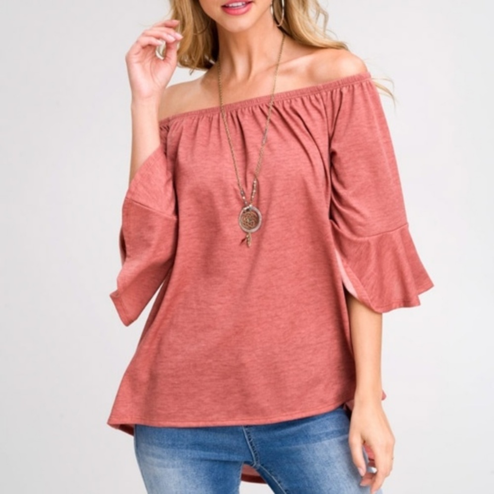 LAST Rust Off Shoulder Top - Picture 5 of 9